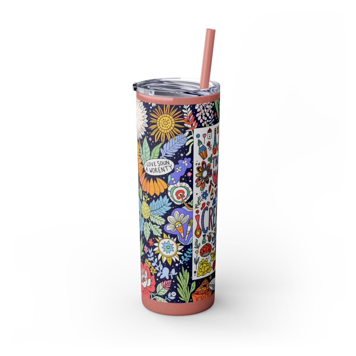 Color: Glitter Dusty Rose | Size: 20oz | Product: Illustrative Style Art Tumbler | Category: Unisex