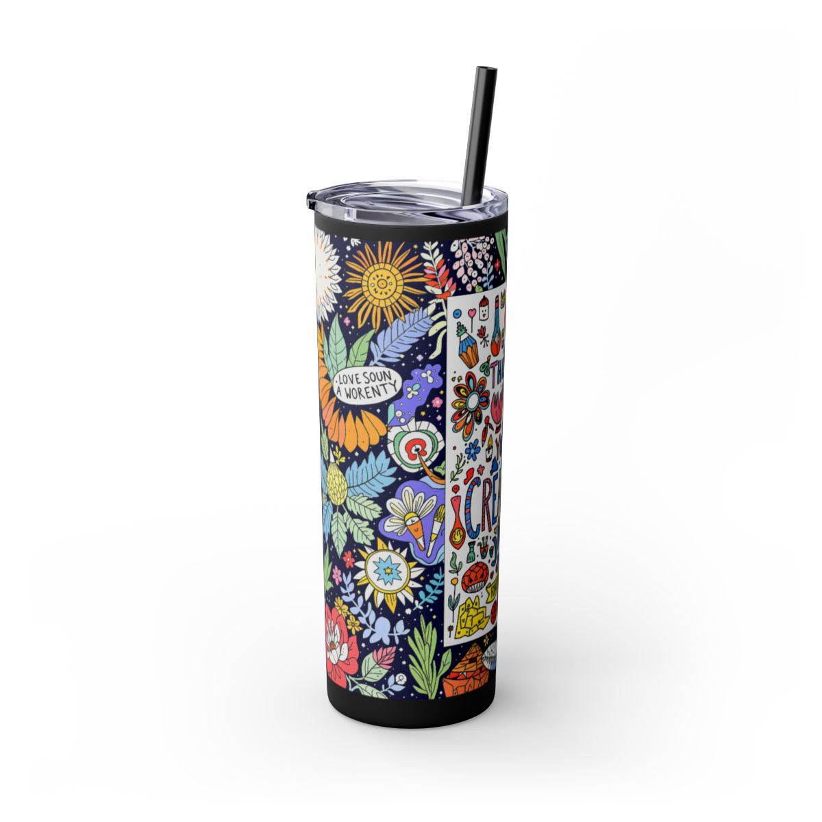 Color: Black | Size: 20oz | Product: Illustrative Style Art Tumbler | Category: Unisex