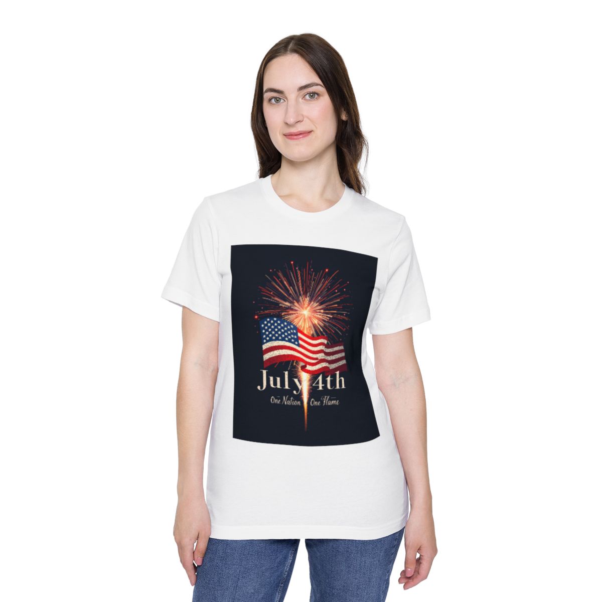 Color: White | Size: XS | Product: July 4th Unity Illustration T-Shirt | Category: Unisex