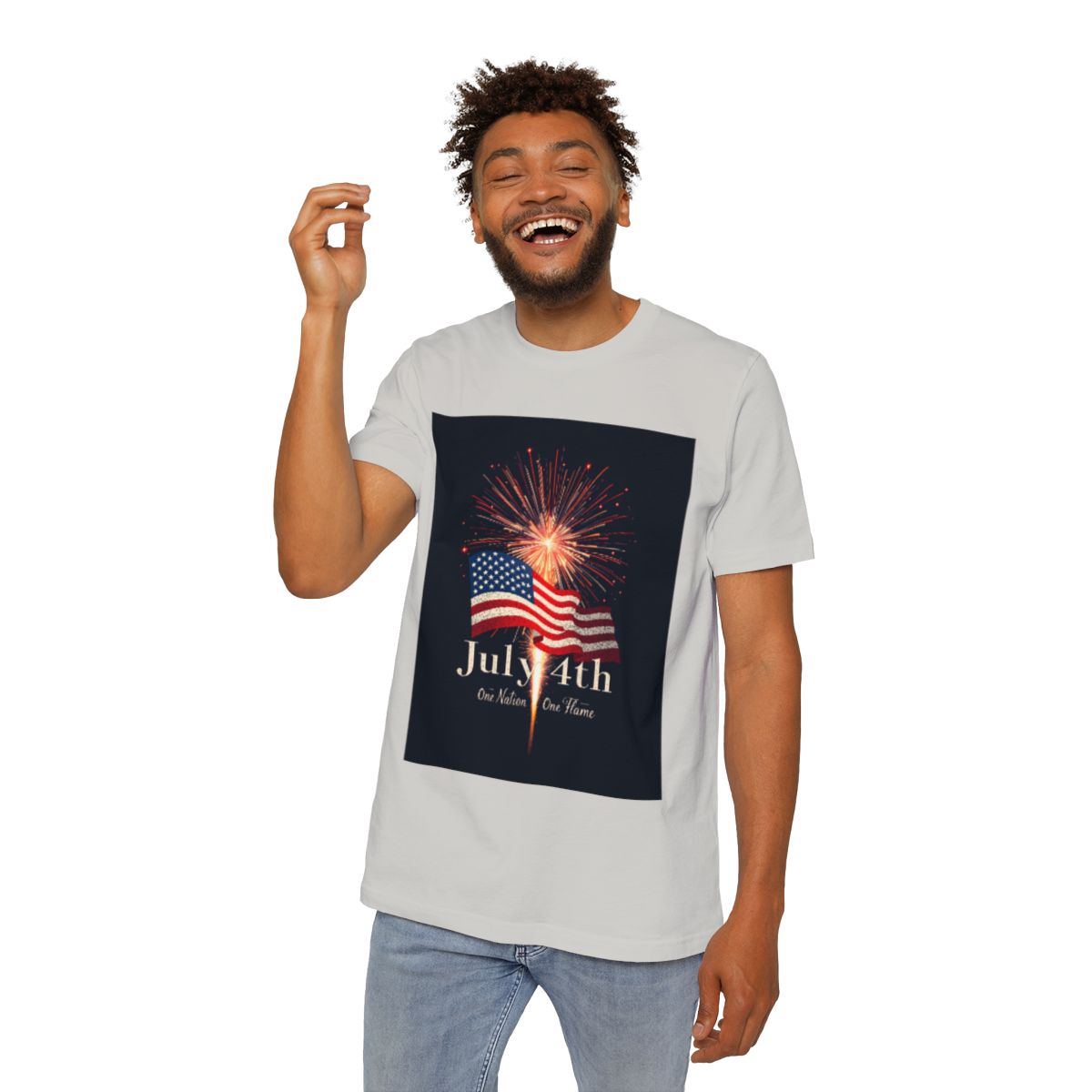 Color: Silver | Size: XS | Product: July 4th Unity Illustration T-Shirt | Category: Unisex