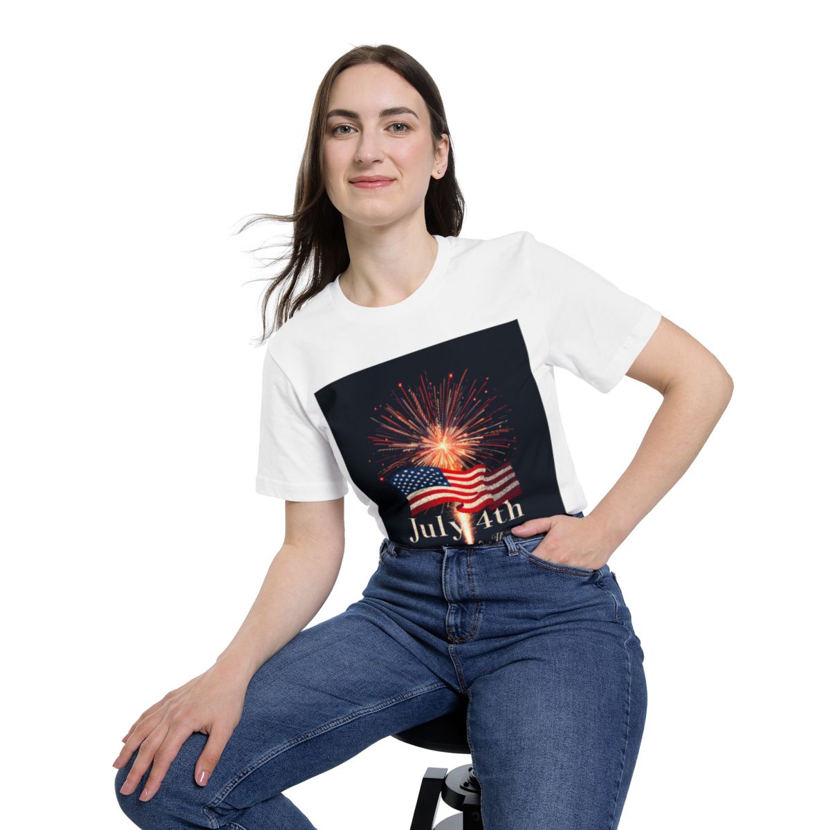 Color: White | Size: XS | Product: July 4th Unity Illustration T-Shirt | Category: Unisex