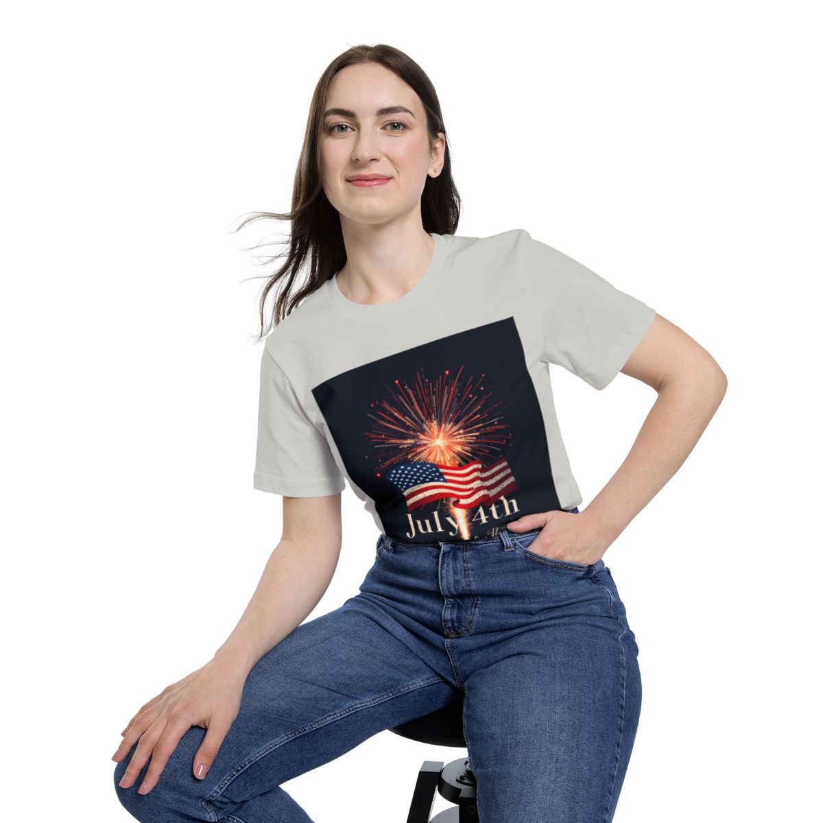 Color: Silver | Size: XS | Product: July 4th Unity Illustration T-Shirt | Category: Unisex