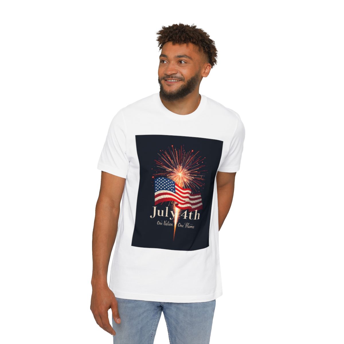 Color: White | Size: XS | Product: July 4th Unity Illustration T-Shirt | Category: Unisex