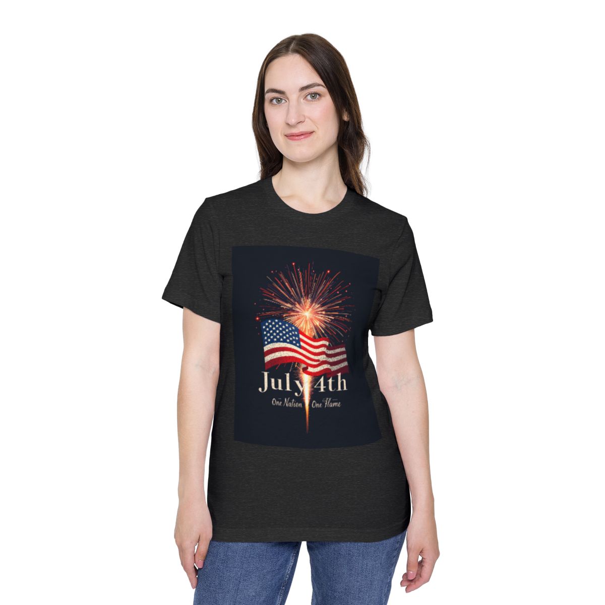 Color: Dark Grey Heather | Size: XS | Product: July 4th Unity Illustration T-Shirt | Category: Unisex