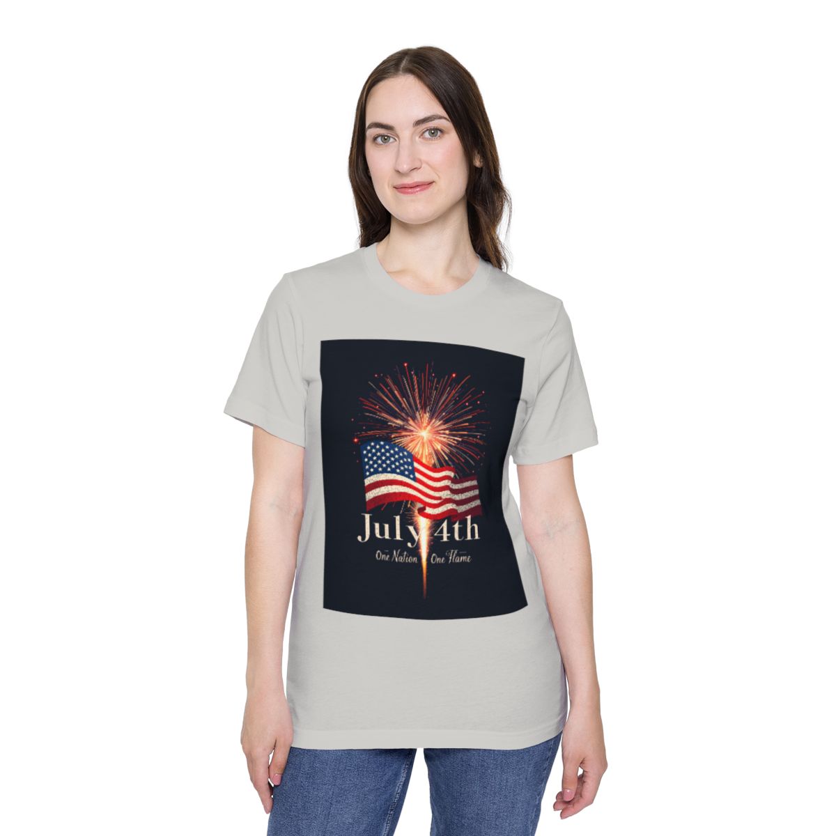 Color: Silver | Size: XS | Product: July 4th Unity Illustration T-Shirt | Category: Unisex