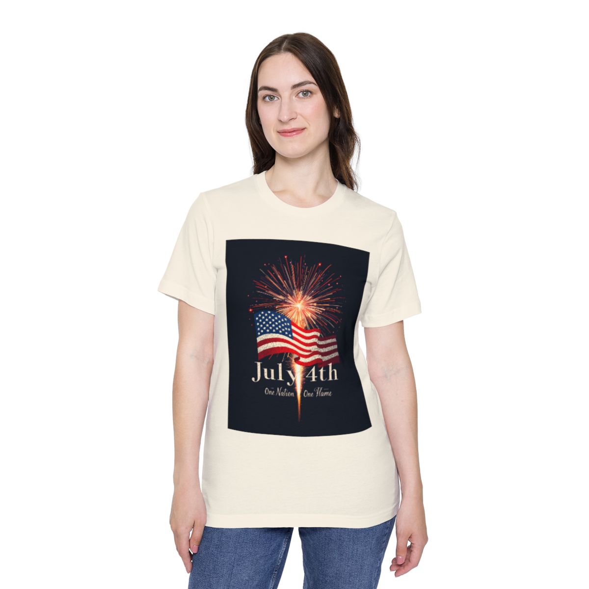 Color: Natural | Size: XS | Product: July 4th Unity Illustration T-Shirt | Category: Unisex