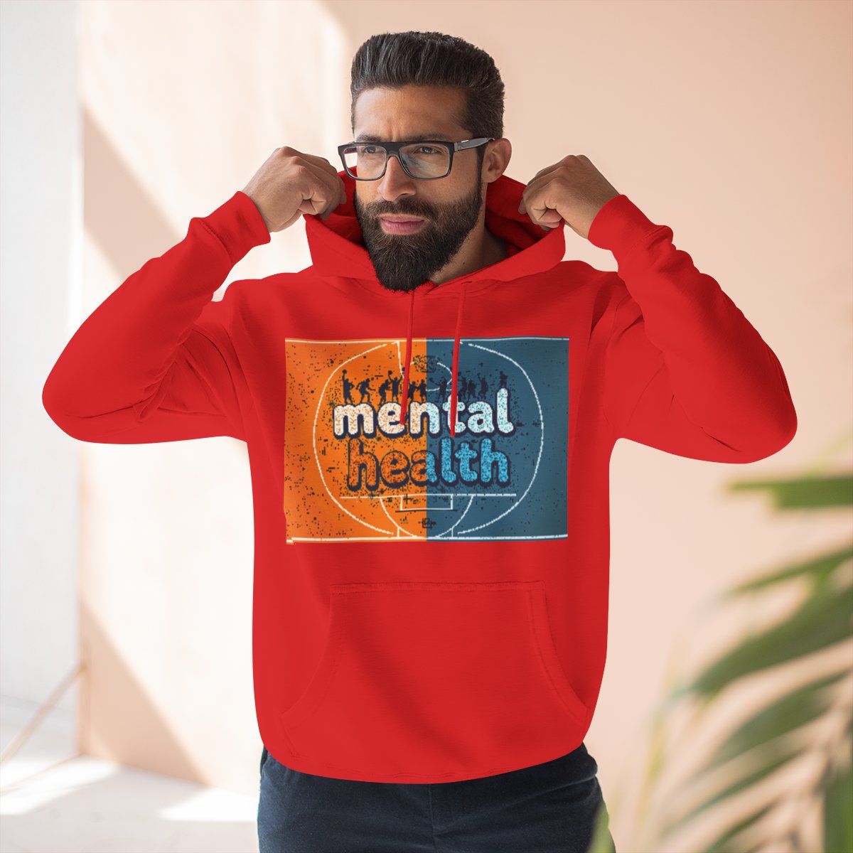 Color: Red | Size: S | Product: Mental Health Basketball Hoodie | Category: Unisex