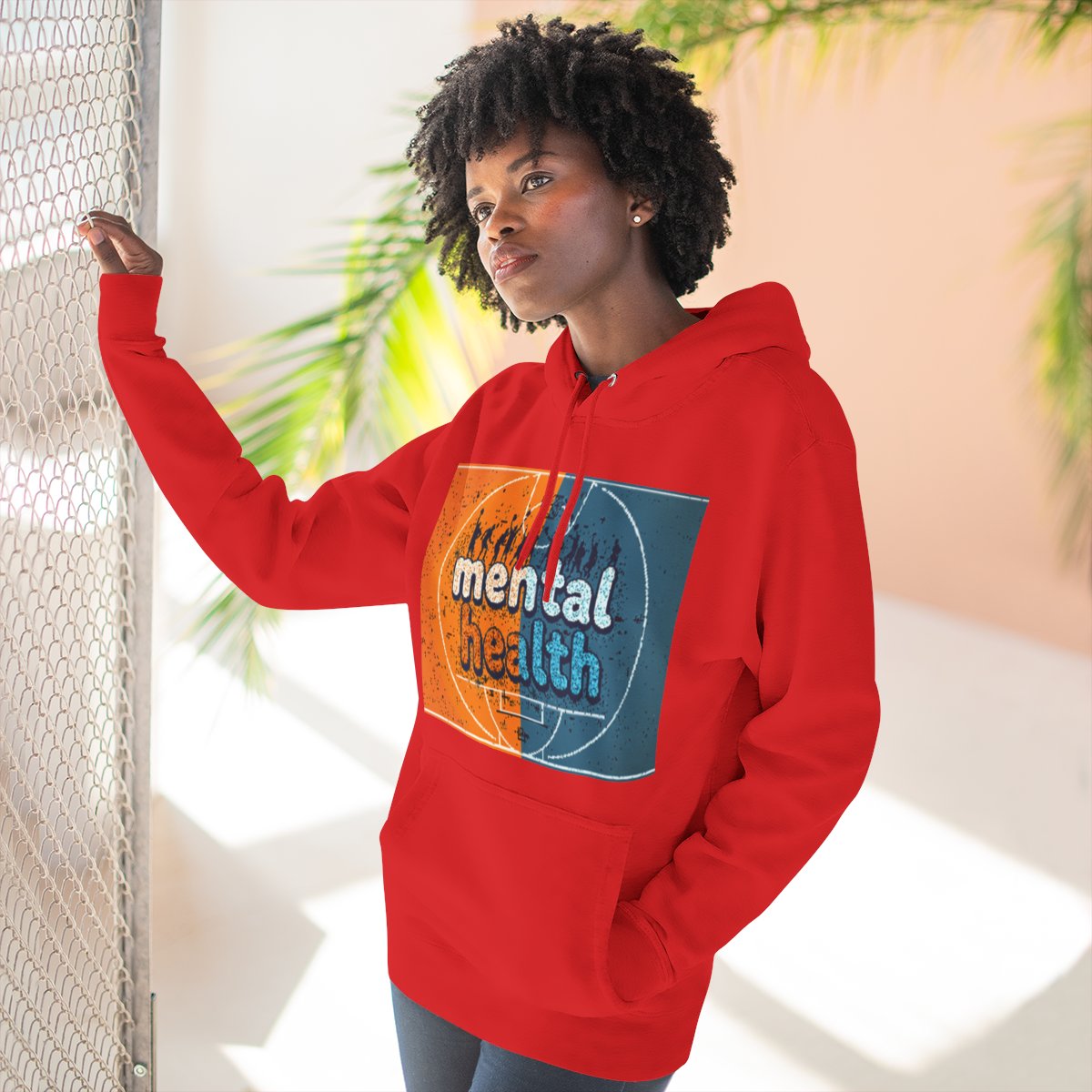 Color: Red | Size: S | Product: Mental Health Basketball Hoodie | Category: Unisex