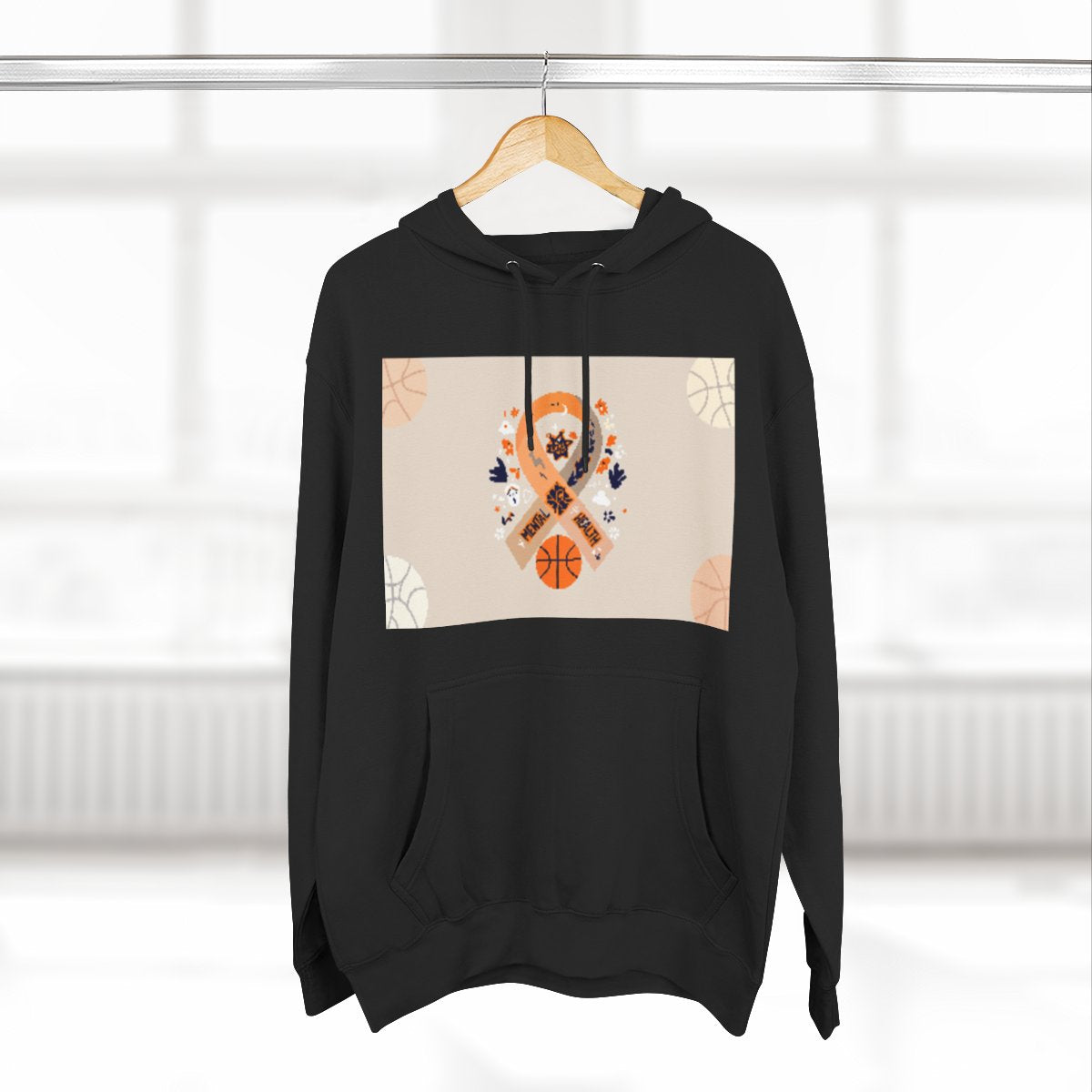 Color: Black | Size: S | Product: Mental Health Basketball Motivational Hoodie | Category: Unisex