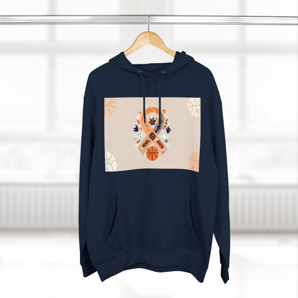 Color: Navy | Size: S | Product: Mental Health Basketball Motivational Hoodie | Category: Unisex