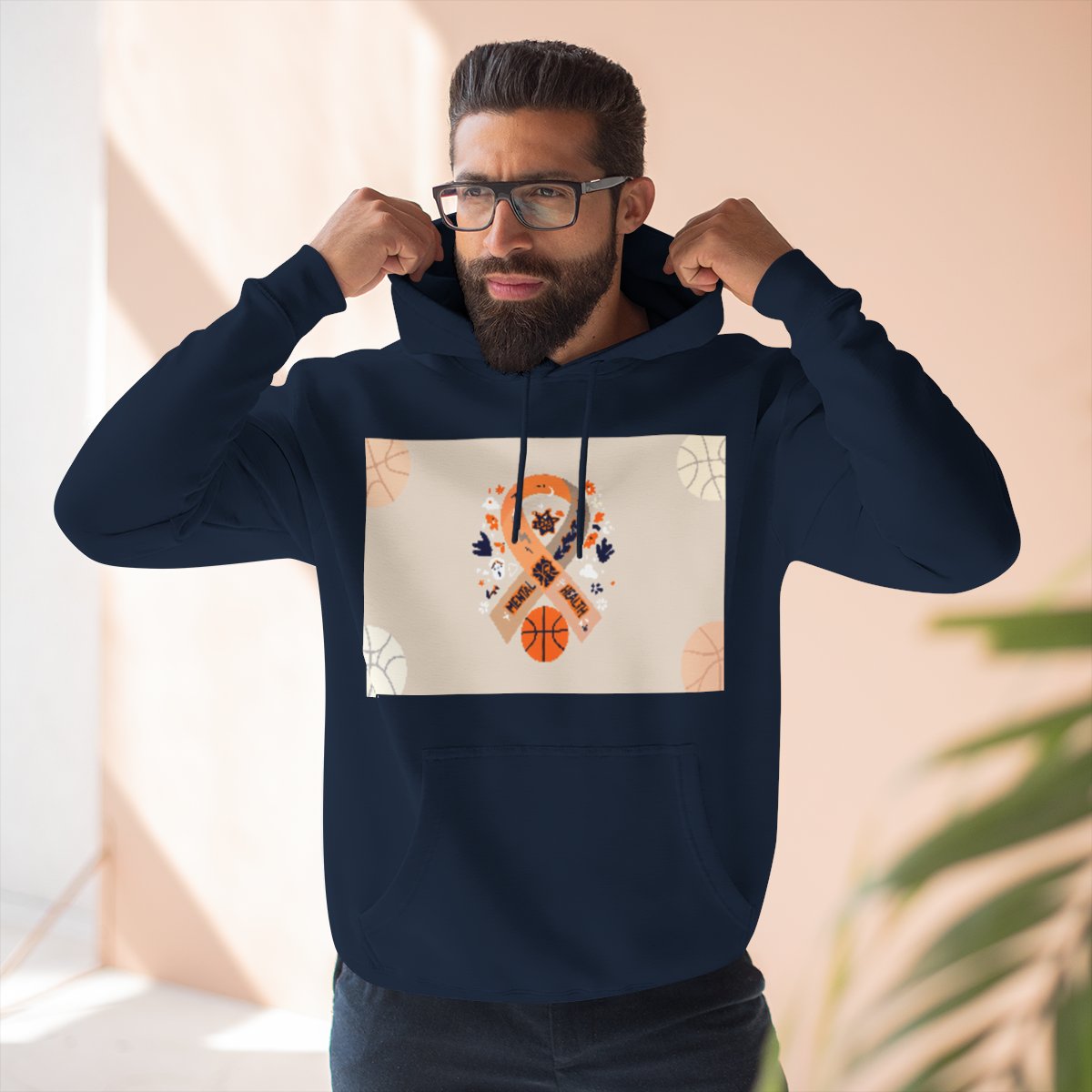 Color: Navy | Size: S | Product: Mental Health Basketball Motivational Hoodie | Category: Unisex