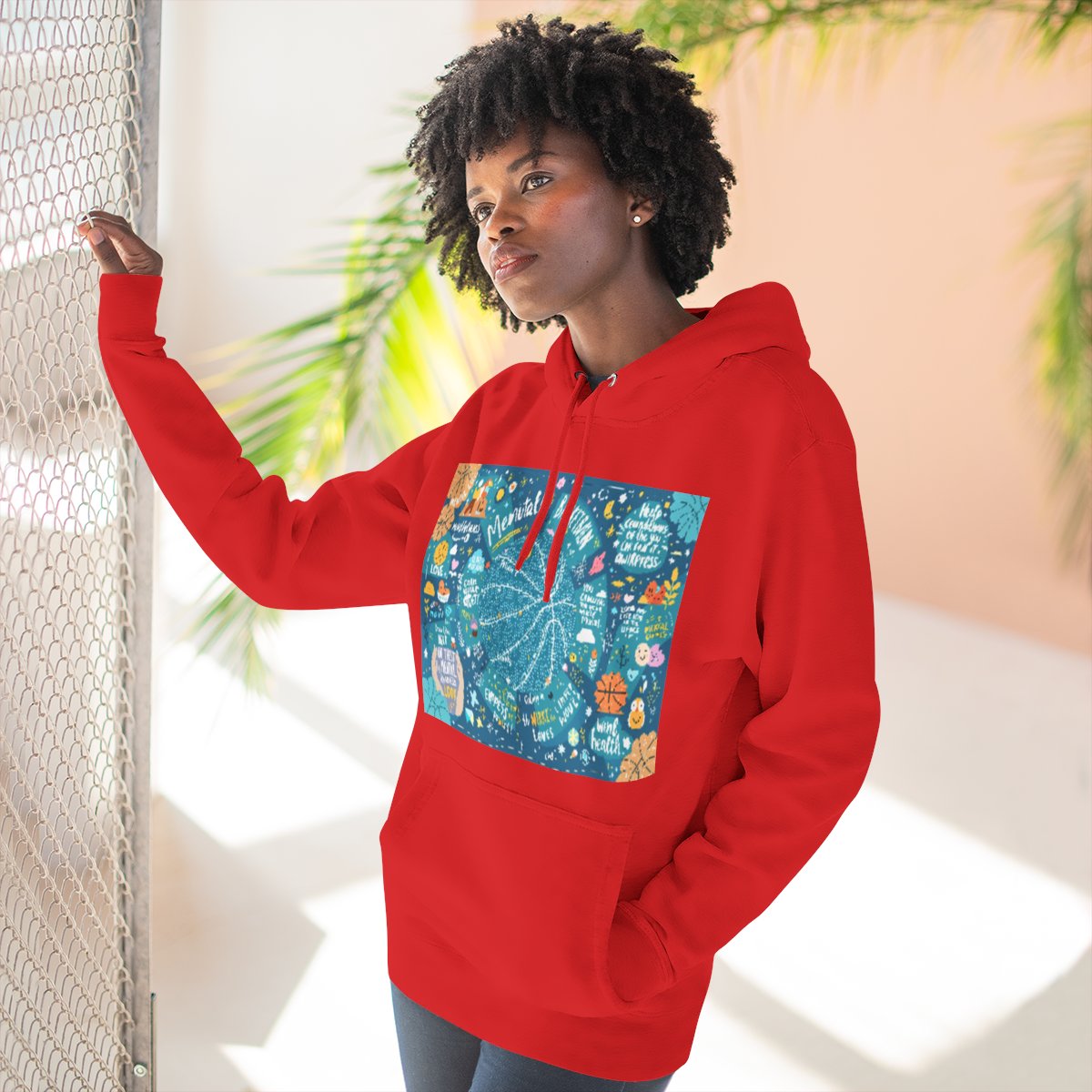 Color: Red | Size: S | Product: Mindful Basketball Art Hoodie | Category: Unisex