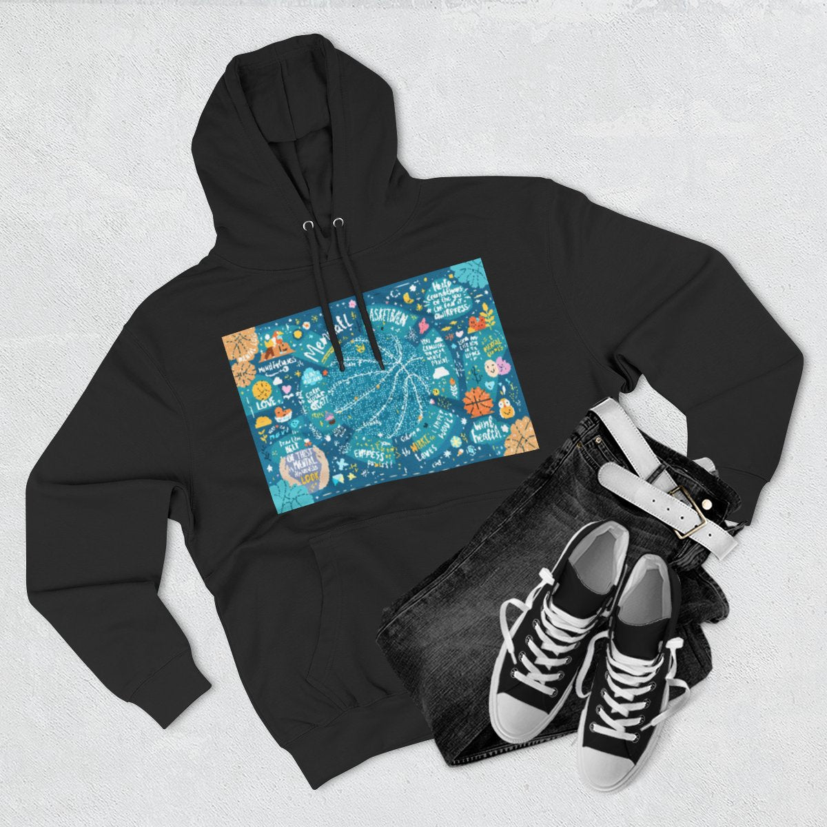 Color: Black | Size: S | Product: Mindful Basketball Art Hoodie | Category: Unisex