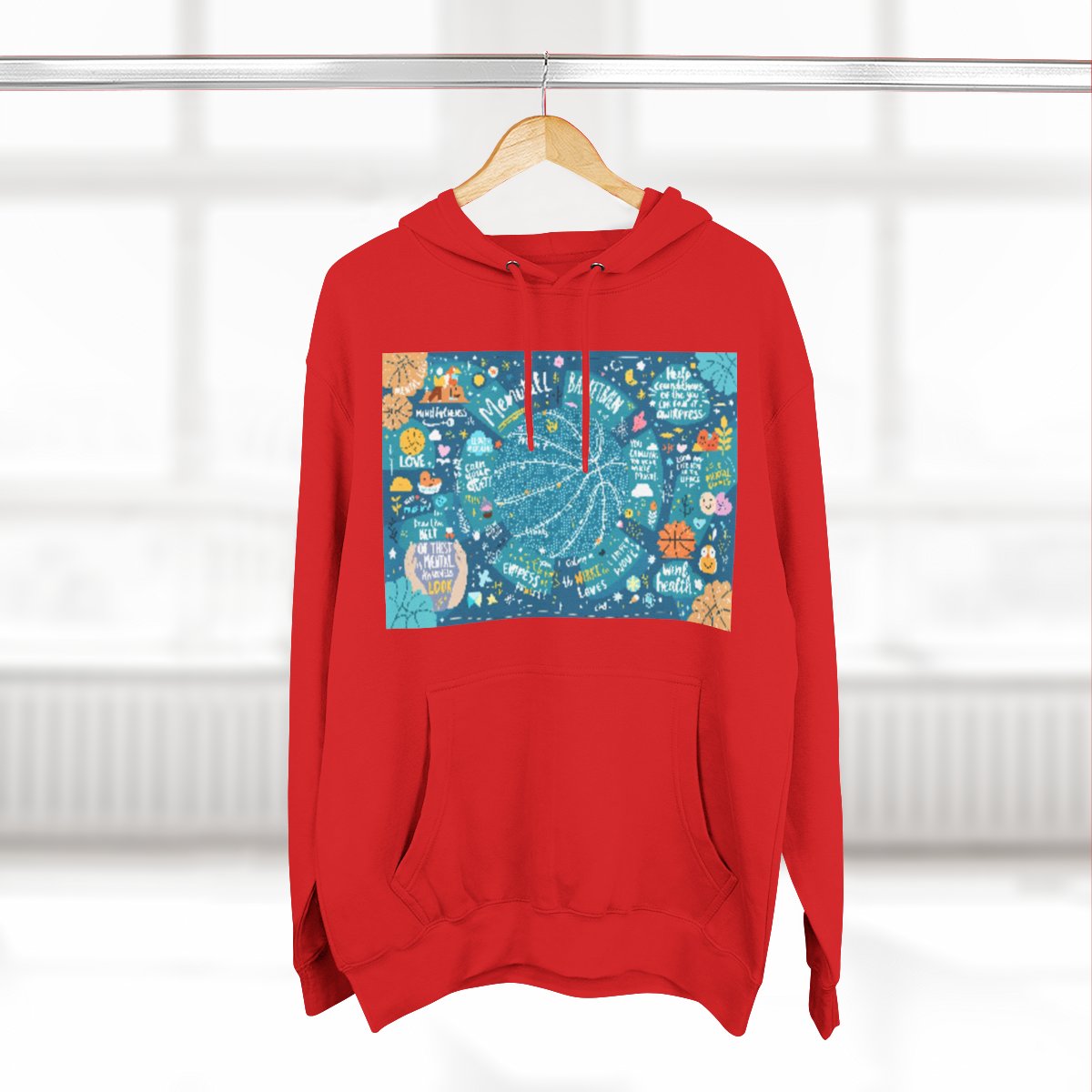 Color: Red | Size: S | Product: Mindful Basketball Art Hoodie | Category: Unisex