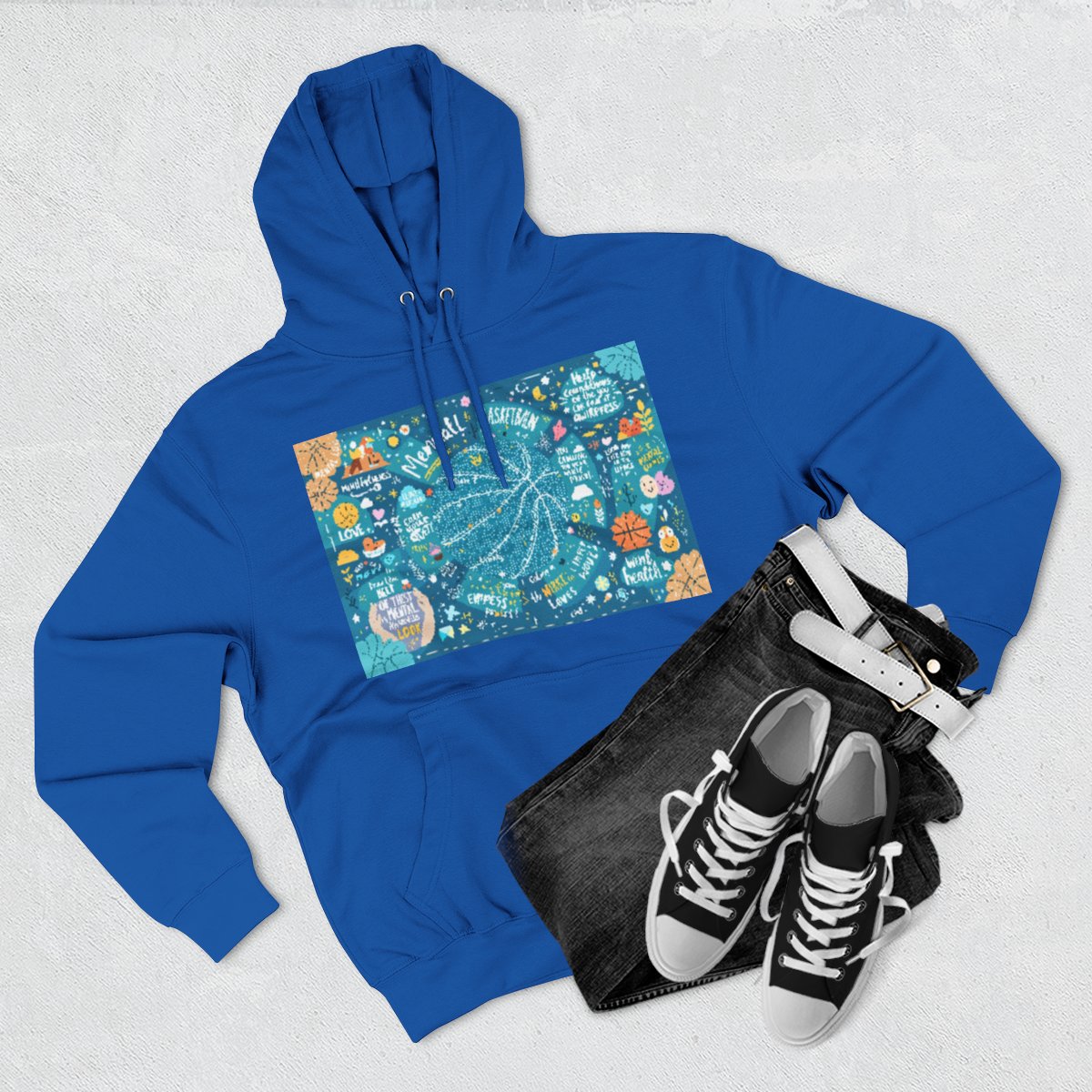Color: Royal Blue | Size: S | Product: Mindful Basketball Art Hoodie | Category: Unisex