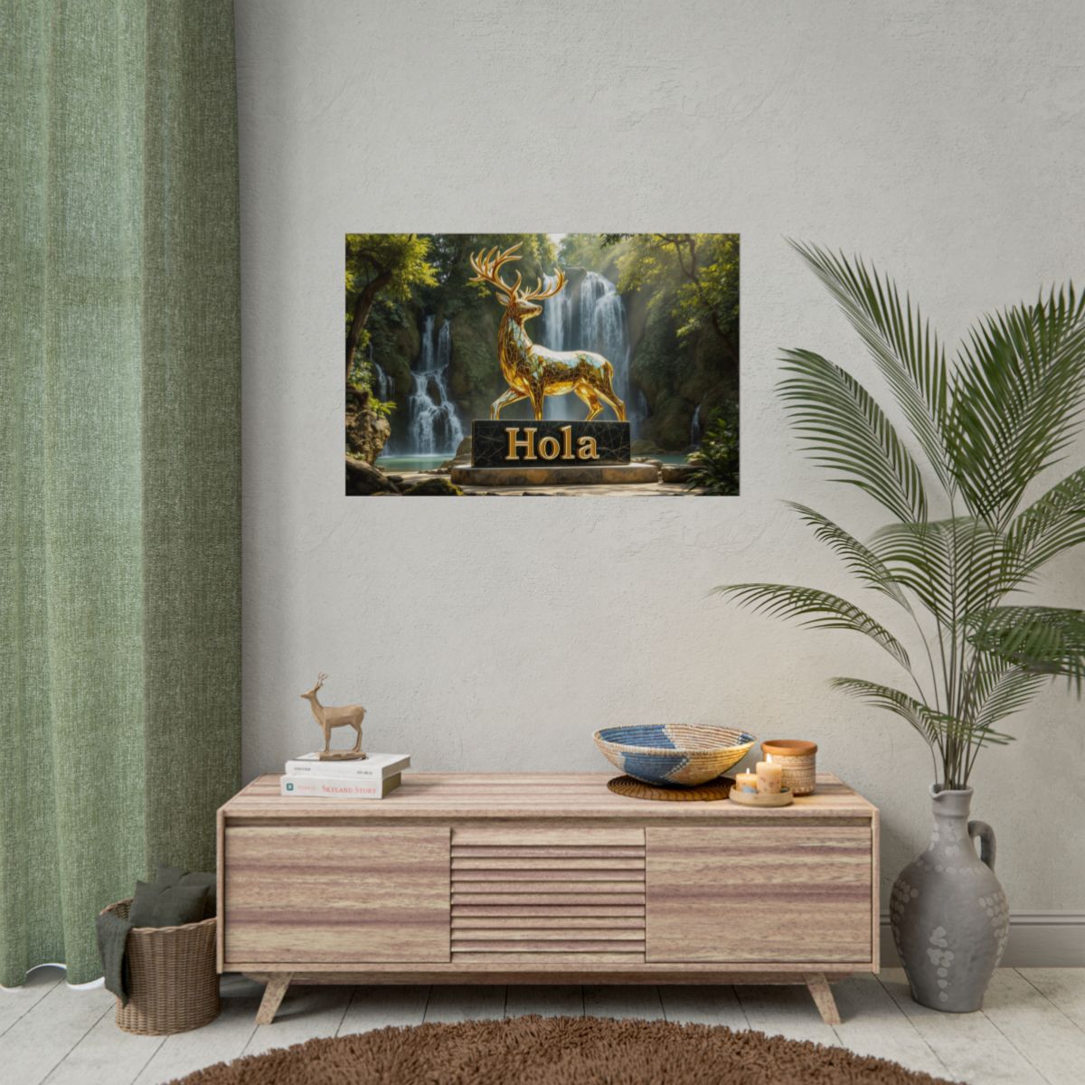 Size: 36" x 24" (Horizontal) | Product: Mythical Glass Deer with Marble Sign Poster | Category: Unisex