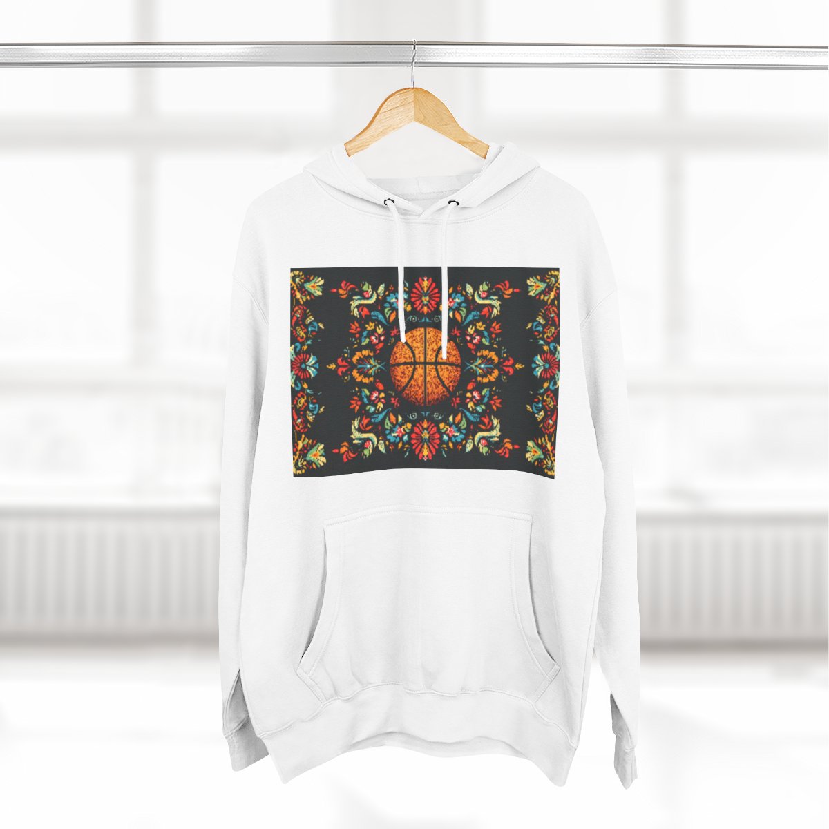 Color: White | Size: S | Product: Panamanian Art Basketball Stylish Hoodie | Category: Unisex