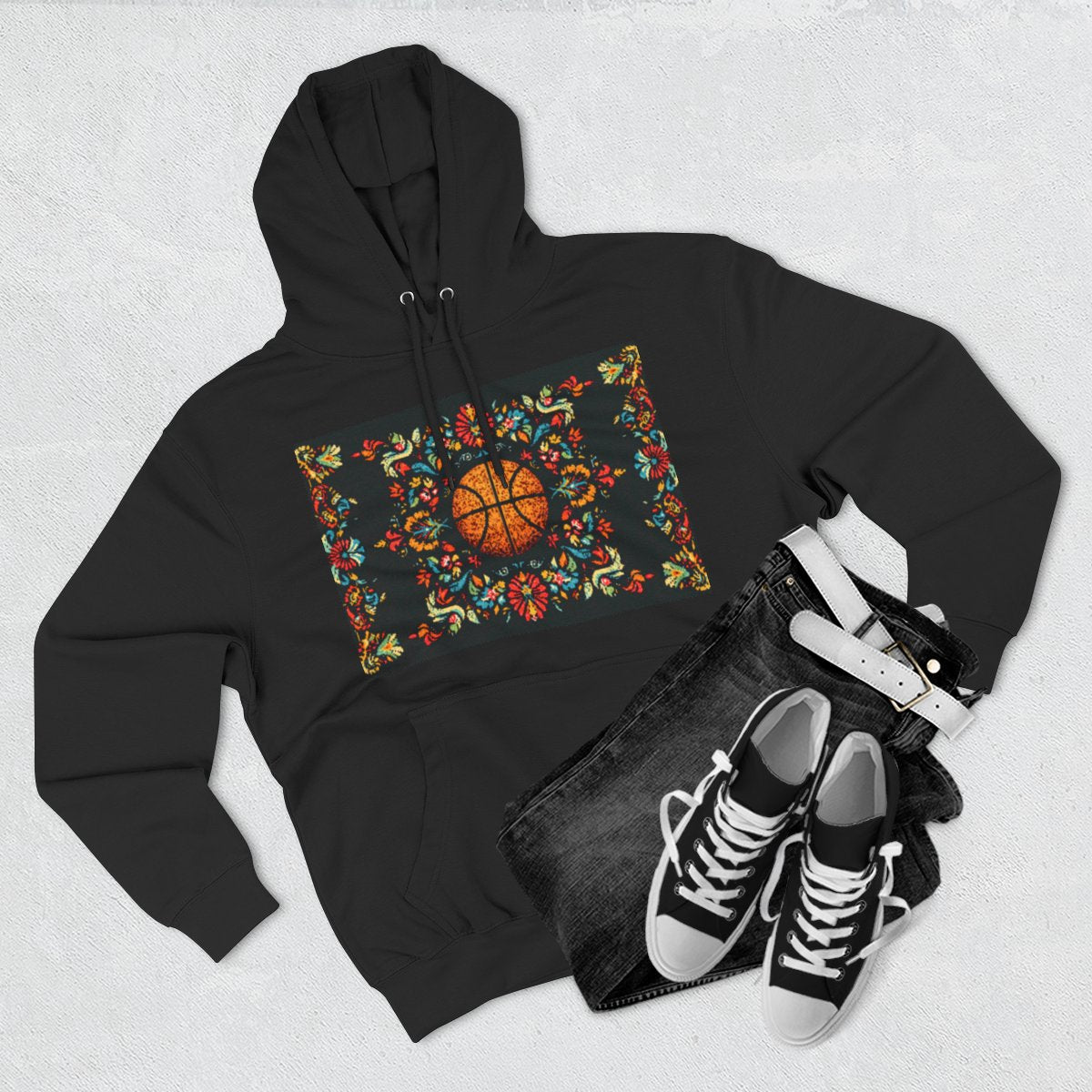 Color: Black | Size: S | Product: Panamanian Art Basketball Stylish Hoodie | Category: Unisex