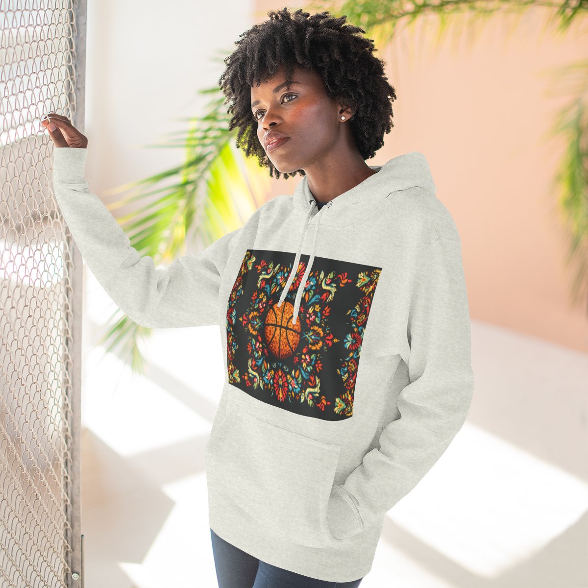 Color: Oatmeal Heather | Size: S | Product: Panamanian Art Basketball Stylish Hoodie | Category: Unisex