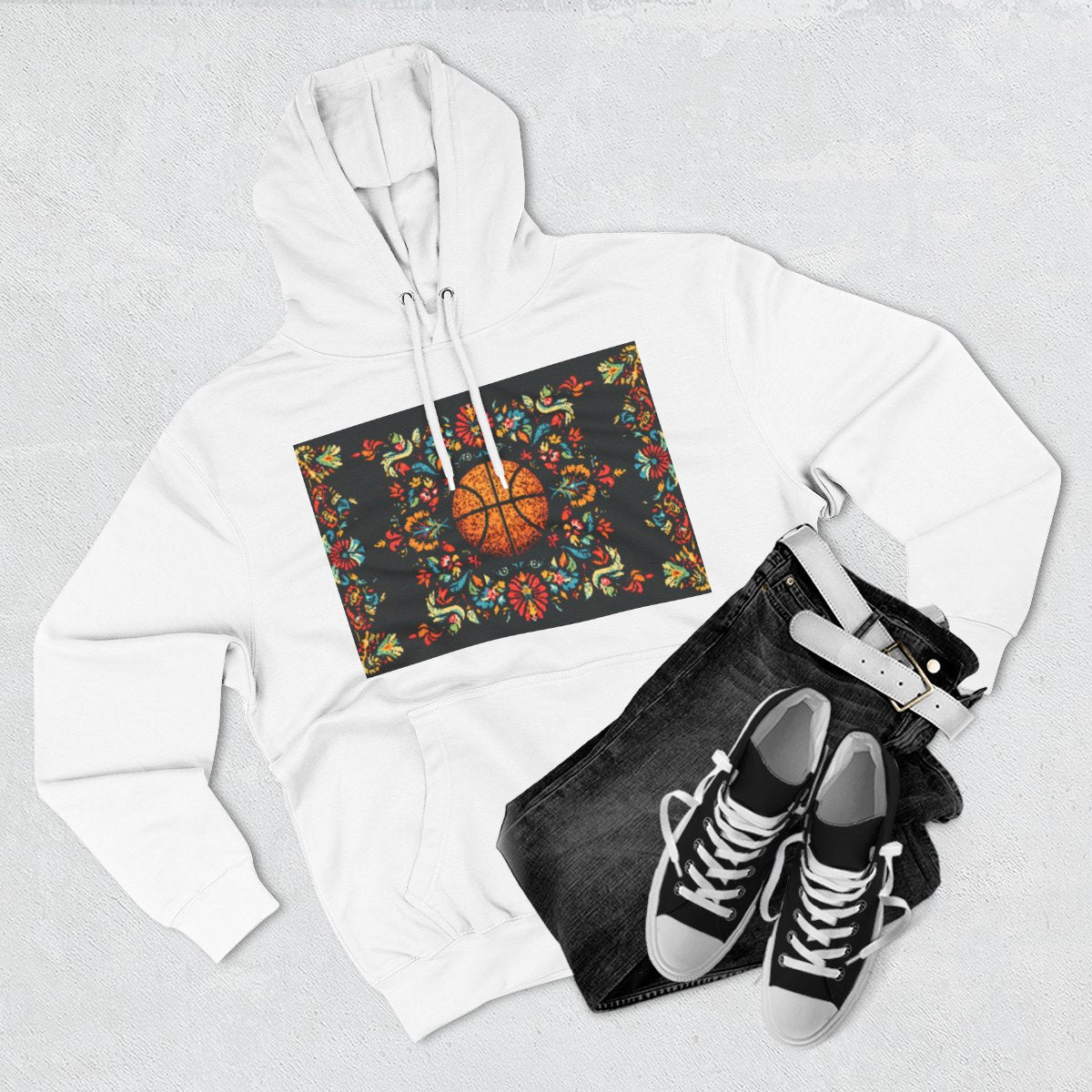 Color: White | Size: S | Product: Panamanian Art Basketball Stylish Hoodie | Category: Unisex
