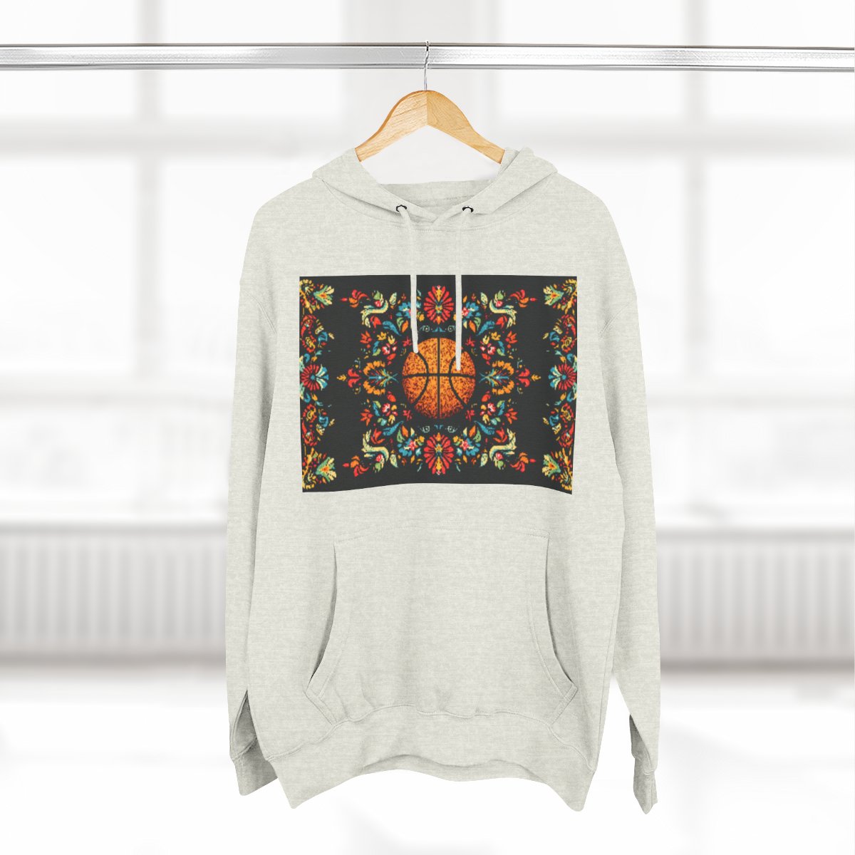 Color: Oatmeal Heather | Size: S | Product: Panamanian Art Basketball Stylish Hoodie | Category: Unisex