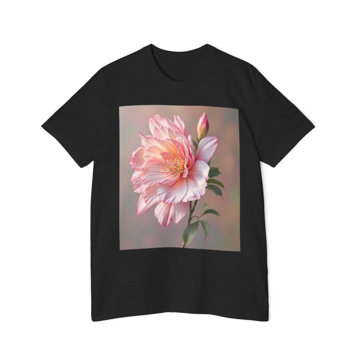 Color: Solid Black Blend | Size: XS | Product: Photorealistic Flower T-Shirt | Category: Unisex
