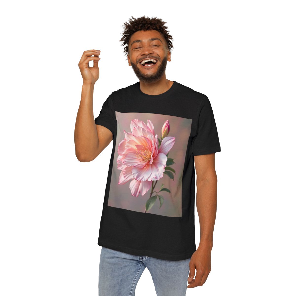 Color: Solid Black Blend | Size: XS | Product: Photorealistic Flower T-Shirt | Category: Unisex