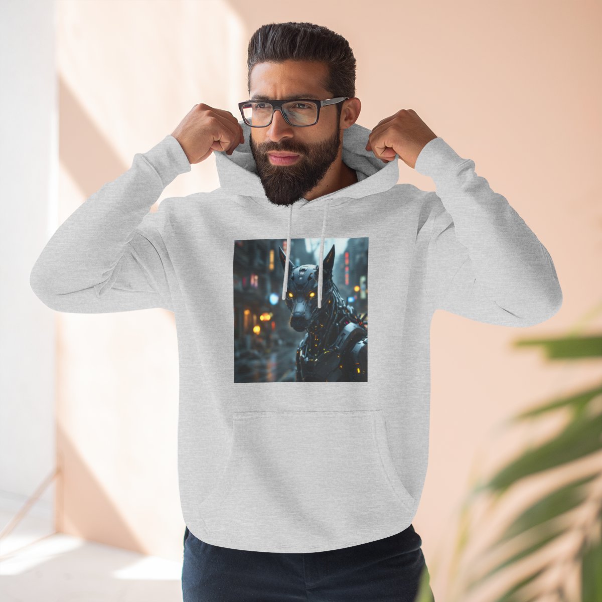 Color: Heather Grey | Size: S | Product: Playful Dog Artistic Hoodie | Category: Unisex