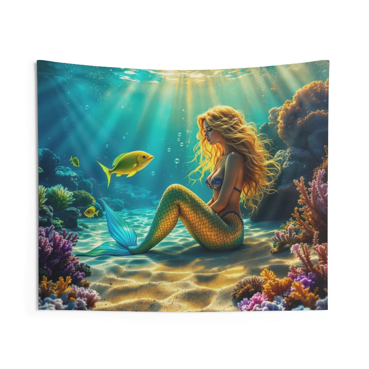Size: 60" × 50" | Product: Serene Mermaid Undersea Art Wall Tapestry | Category: Unisex