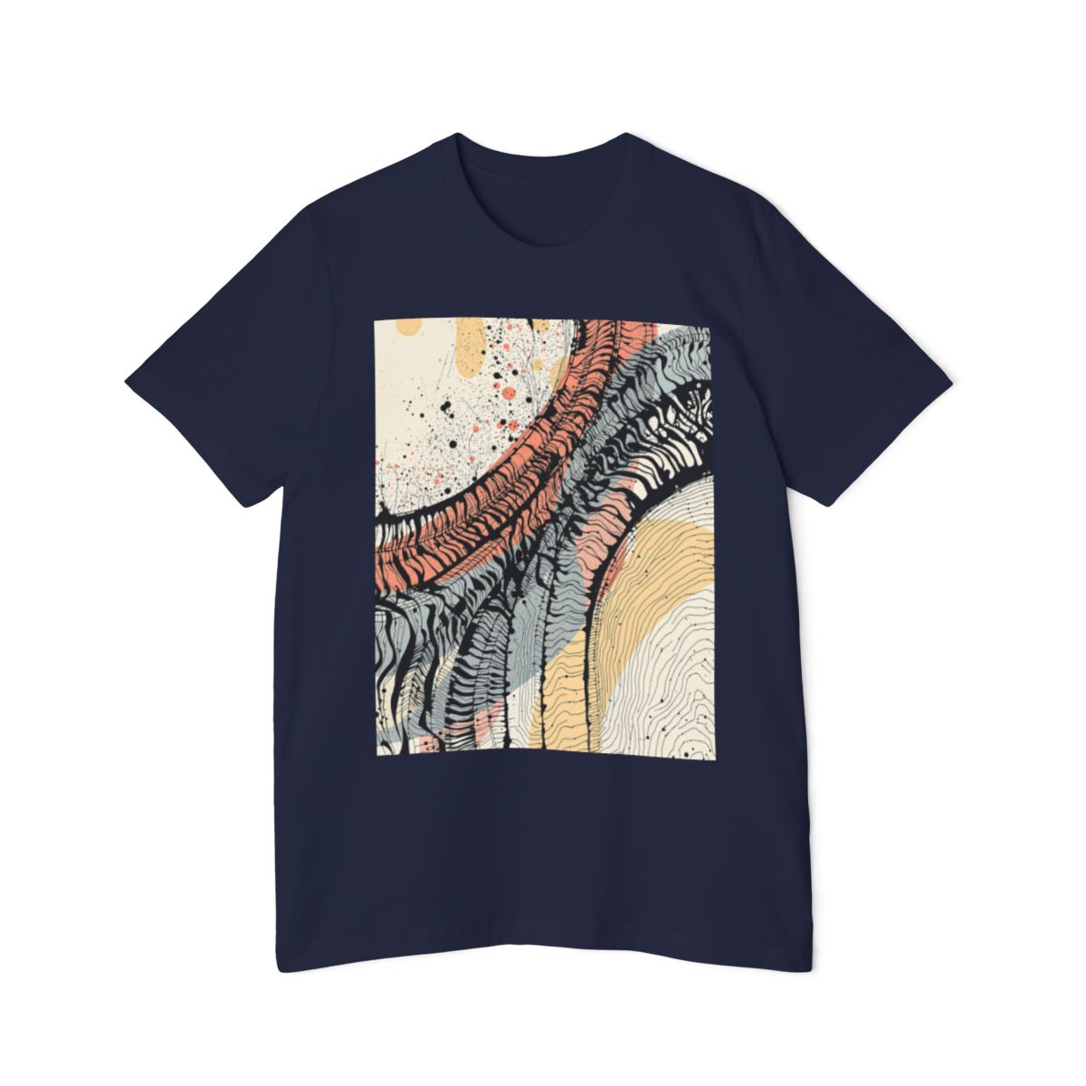 Color: Navy | Size: XS | Product: Tire Tracks Abstract Art T-Shirt | Category: Unisex