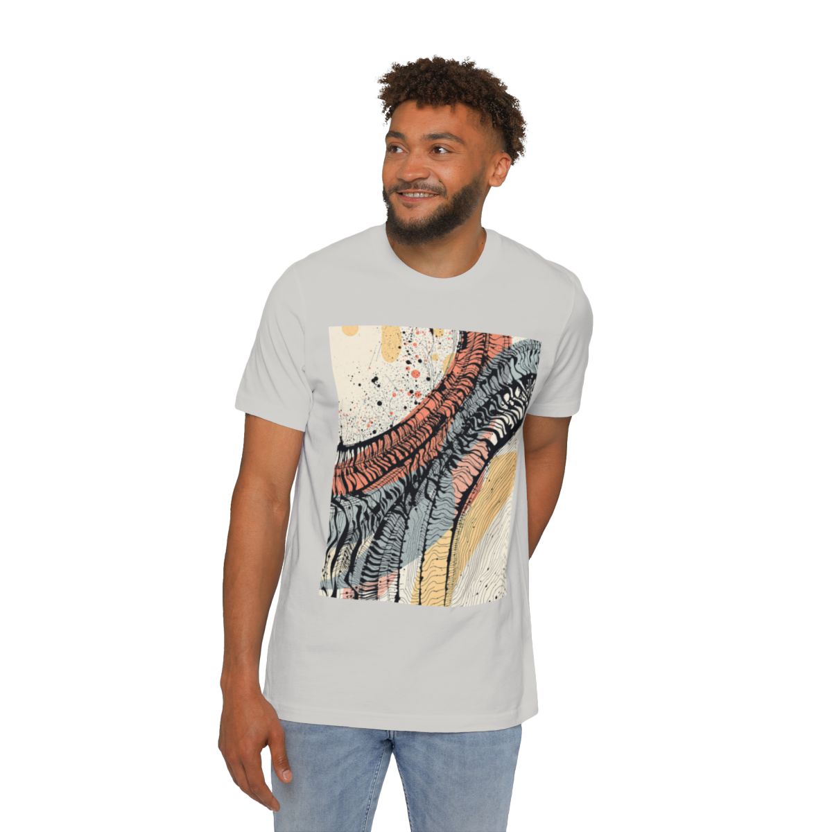 Color: Silver | Size: XS | Product: Tire Tracks Abstract Art T-Shirt | Category: Unisex