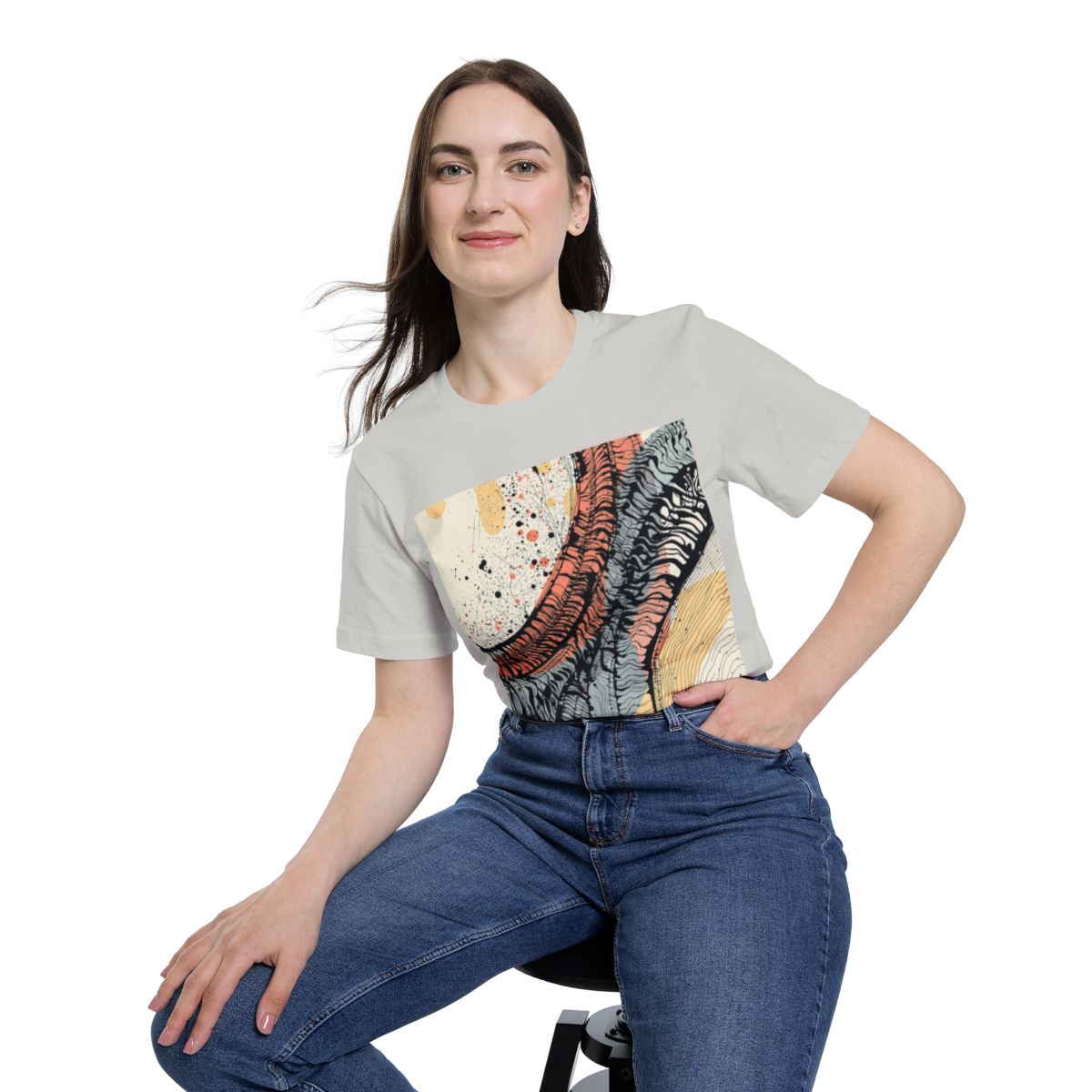 Color: Silver | Size: XS | Product: Tire Tracks Abstract Art T-Shirt | Category: Unisex