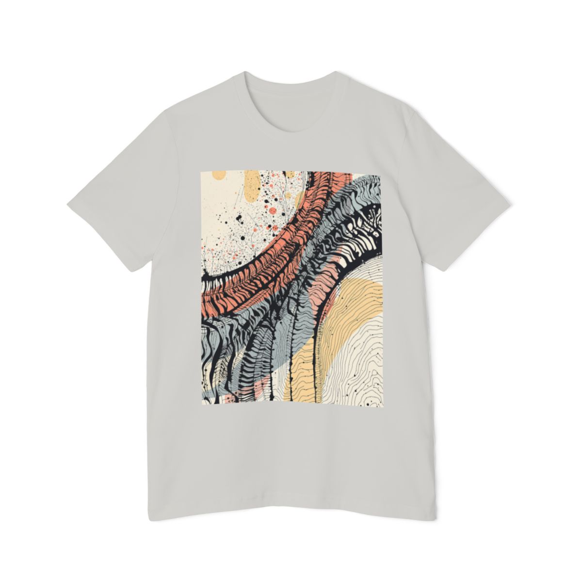 Color: Silver | Size: XS | Product: Tire Tracks Abstract Art T-Shirt | Category: Unisex