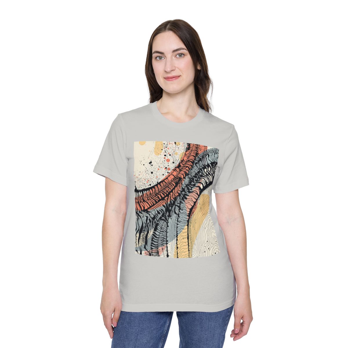Color: Silver | Size: XS | Product: Tire Tracks Abstract Art T-Shirt | Category: Unisex