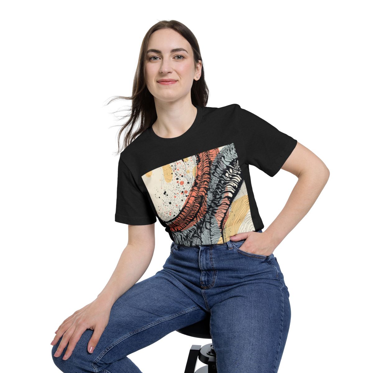 Color: Solid Black Blend | Size: XS | Product: Tire Tracks Abstract Art T-Shirt | Category: Unisex