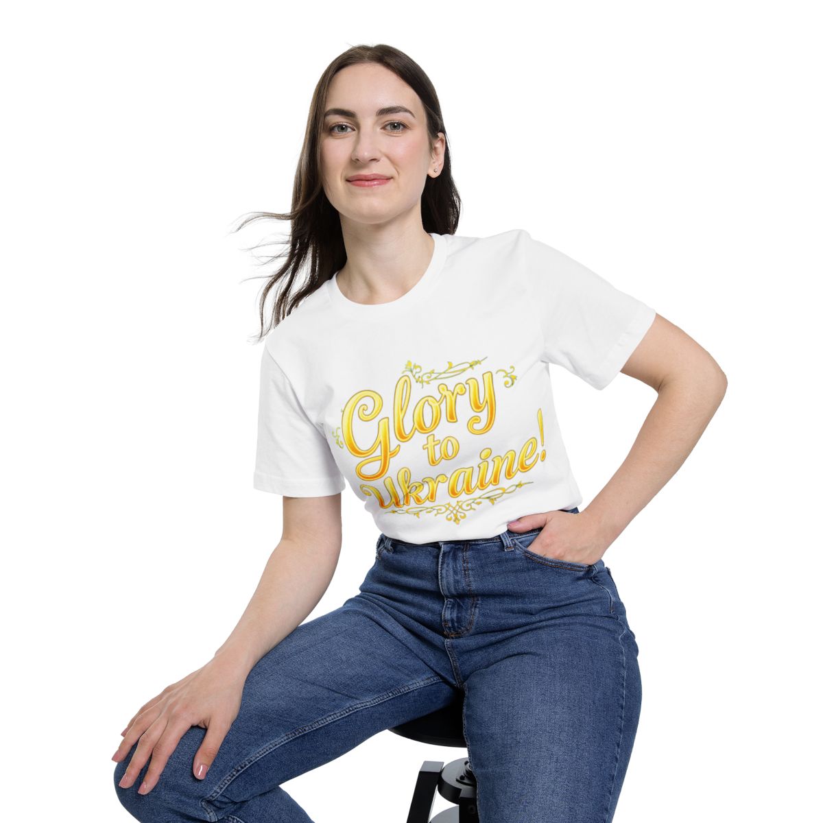 Color: White | Size: XS | Product: Ukrainian Flag Patriotic T-Shirt | Category: Unisex