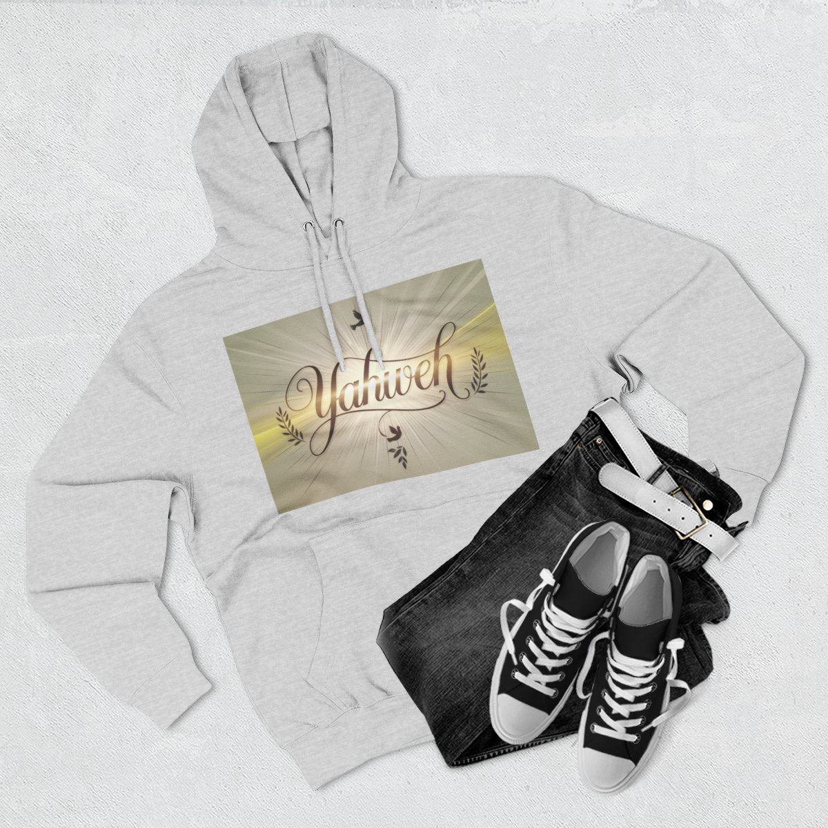 Color: Heather Grey | Size: S | Product: Yahweh Spiritual Style Hoodie | Category: Unisex