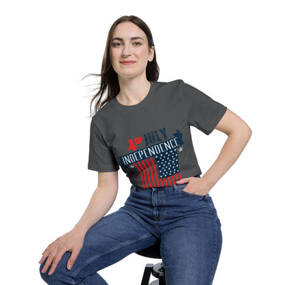 Color: Asphalt | Size: XS | Product: 4th of July Rabbit Photorealistic T-Shirt | Category: Unisex
