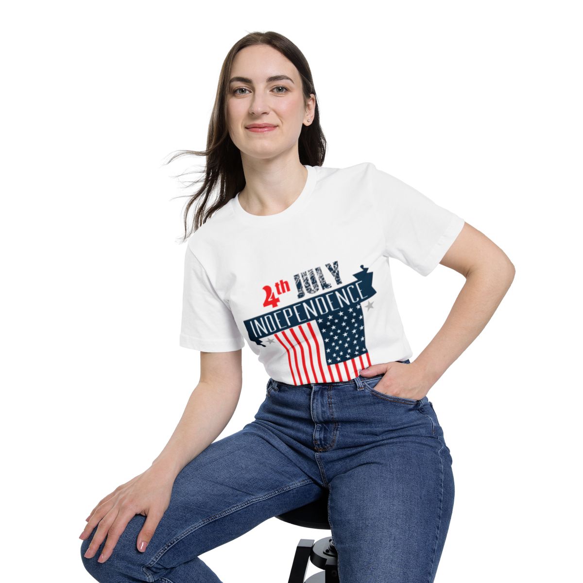 Color: White | Size: XS | Product: 4th of July Rabbit Photorealistic T-Shirt | Category: Unisex