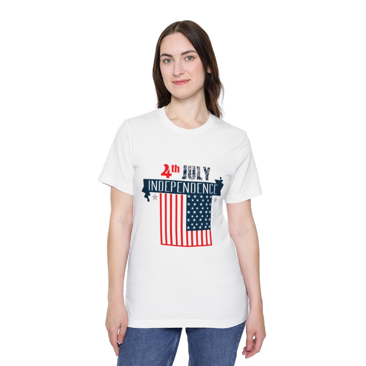 Color: White | Size: XS | Product: 4th of July Rabbit Photorealistic T-Shirt | Category: Unisex