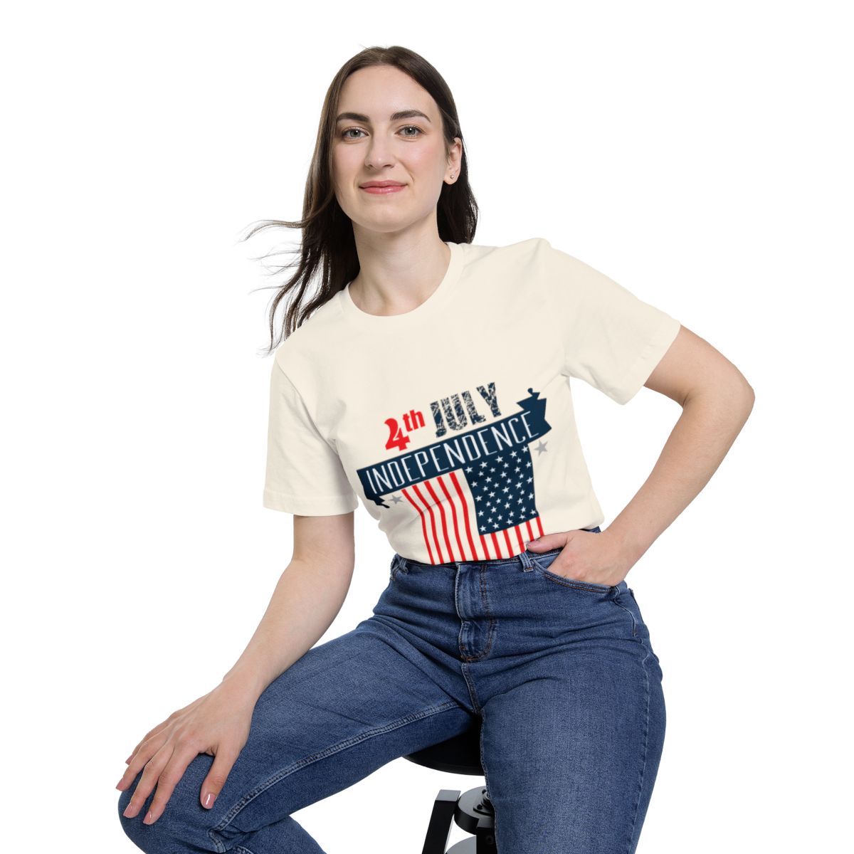 Color: Natural | Size: XS | Product: 4th of July Rabbit Photorealistic T-Shirt | Category: Unisex