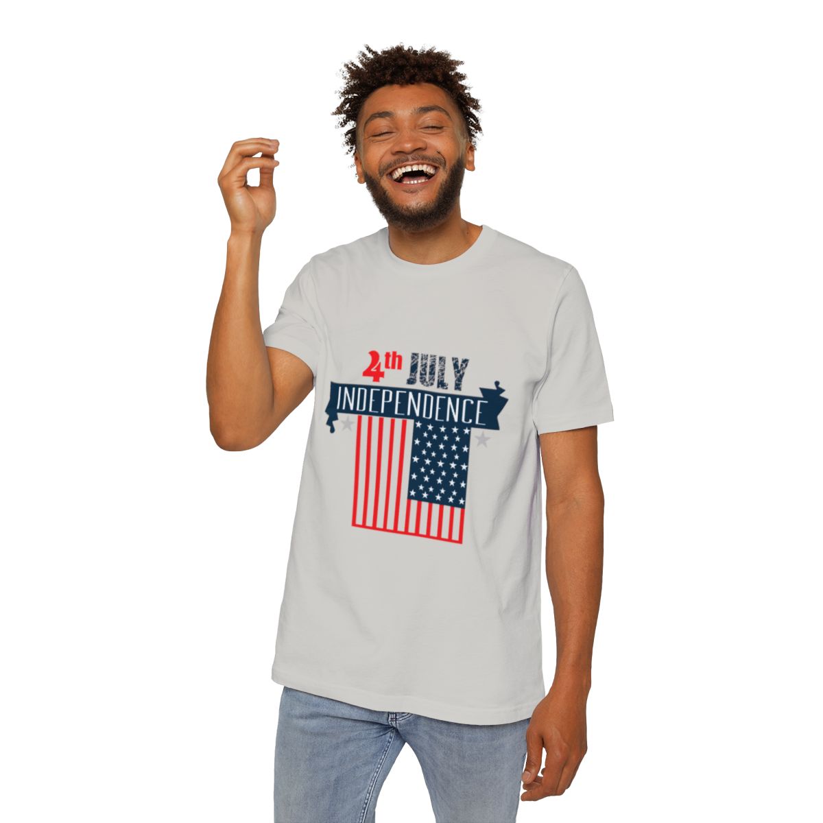 Color: Silver | Size: XS | Product: 4th of July Rabbit Photorealistic T-Shirt | Category: Unisex