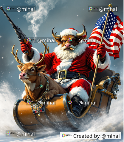 Patriotic Santa Bull Vector T-Shirt