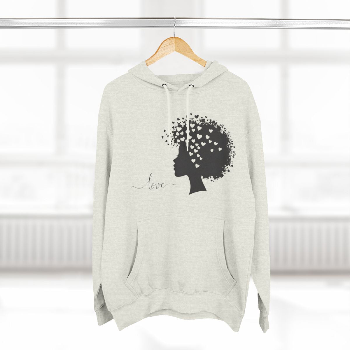 Color: Oatmeal Heather | Afro Silhouette Minimal Art Hoodie