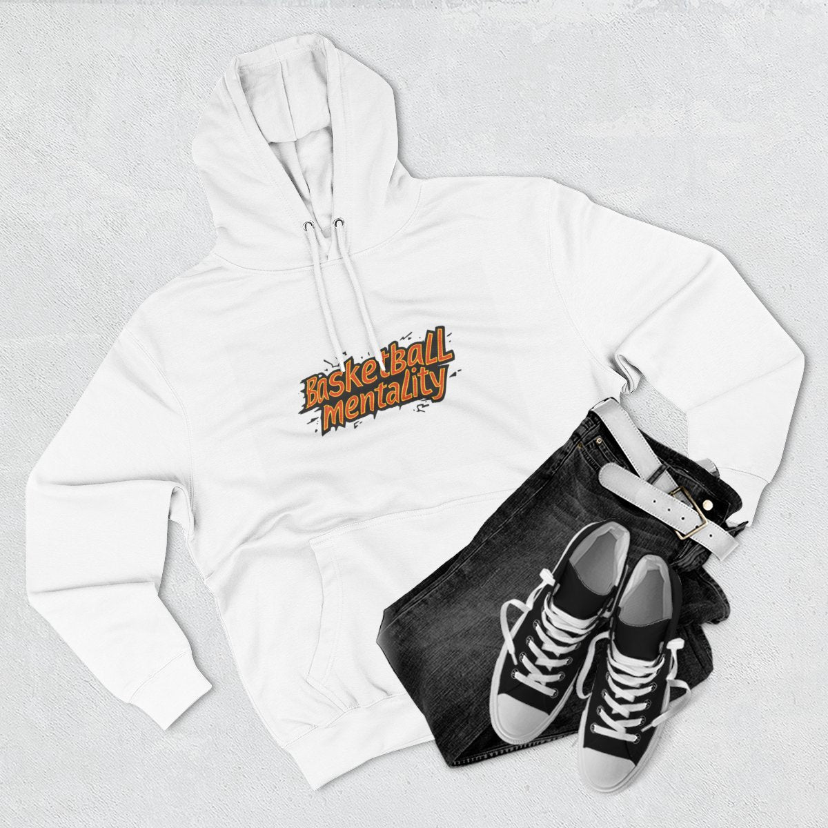 Color: White | Size: S | Product: Basketball Enthusiasm Typography Hoodie | Category: Unisex
