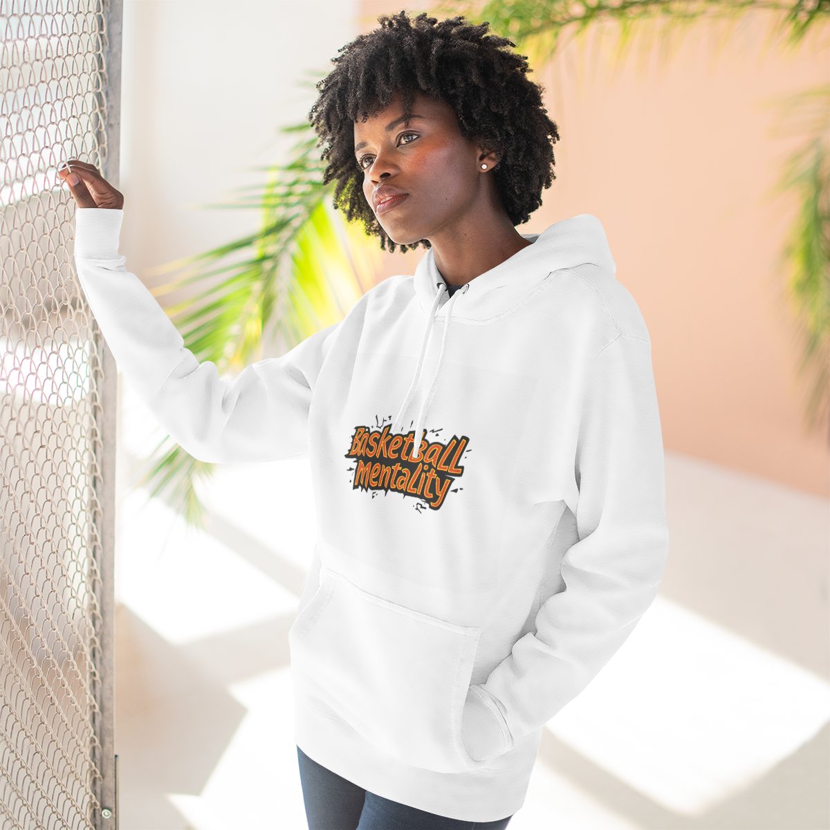 Color: White | Size: S | Product: Basketball Enthusiasm Typography Hoodie | Category: Unisex