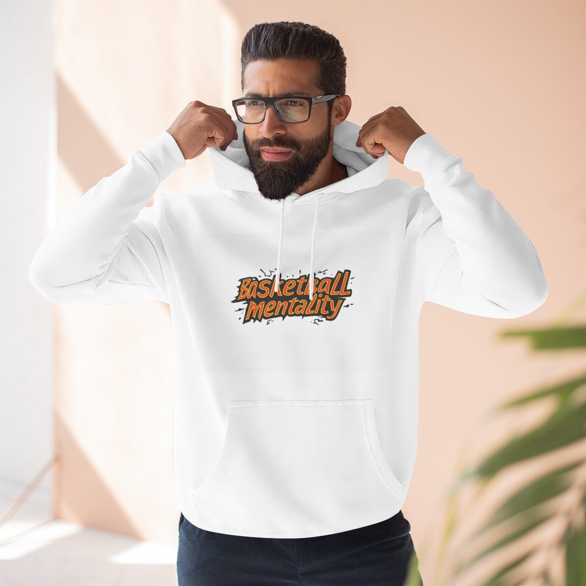 Color: White | Size: S | Product: Basketball Enthusiasm Typography Hoodie | Category: Unisex
