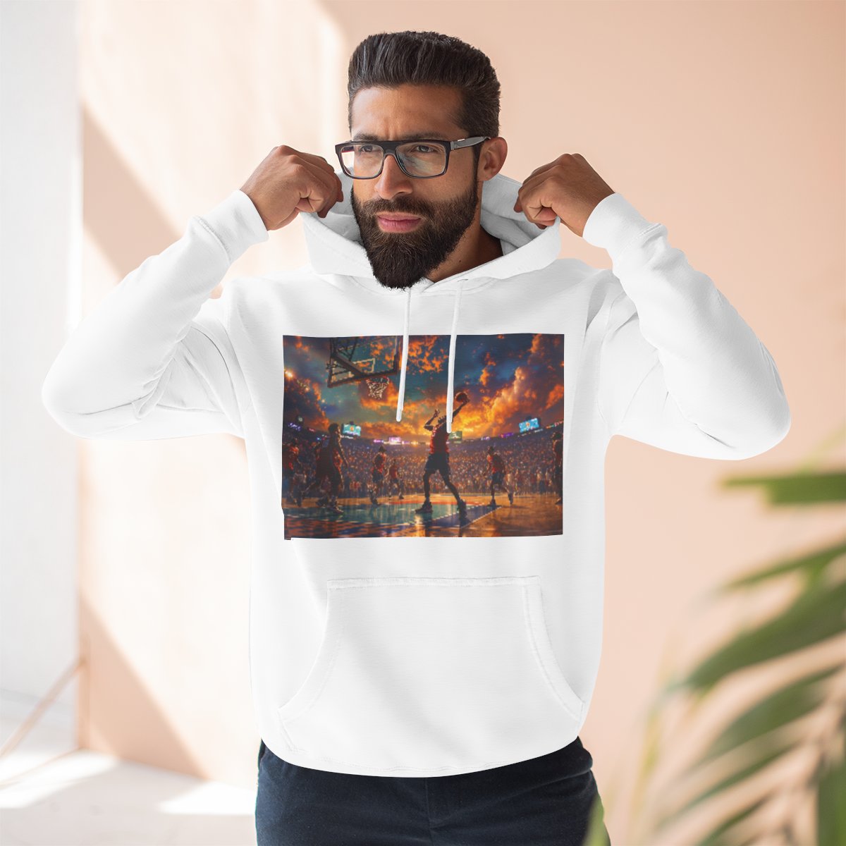 Color: White | Size: S | Product: Basketball Game Vibrant Hoodie | Category: Unisex