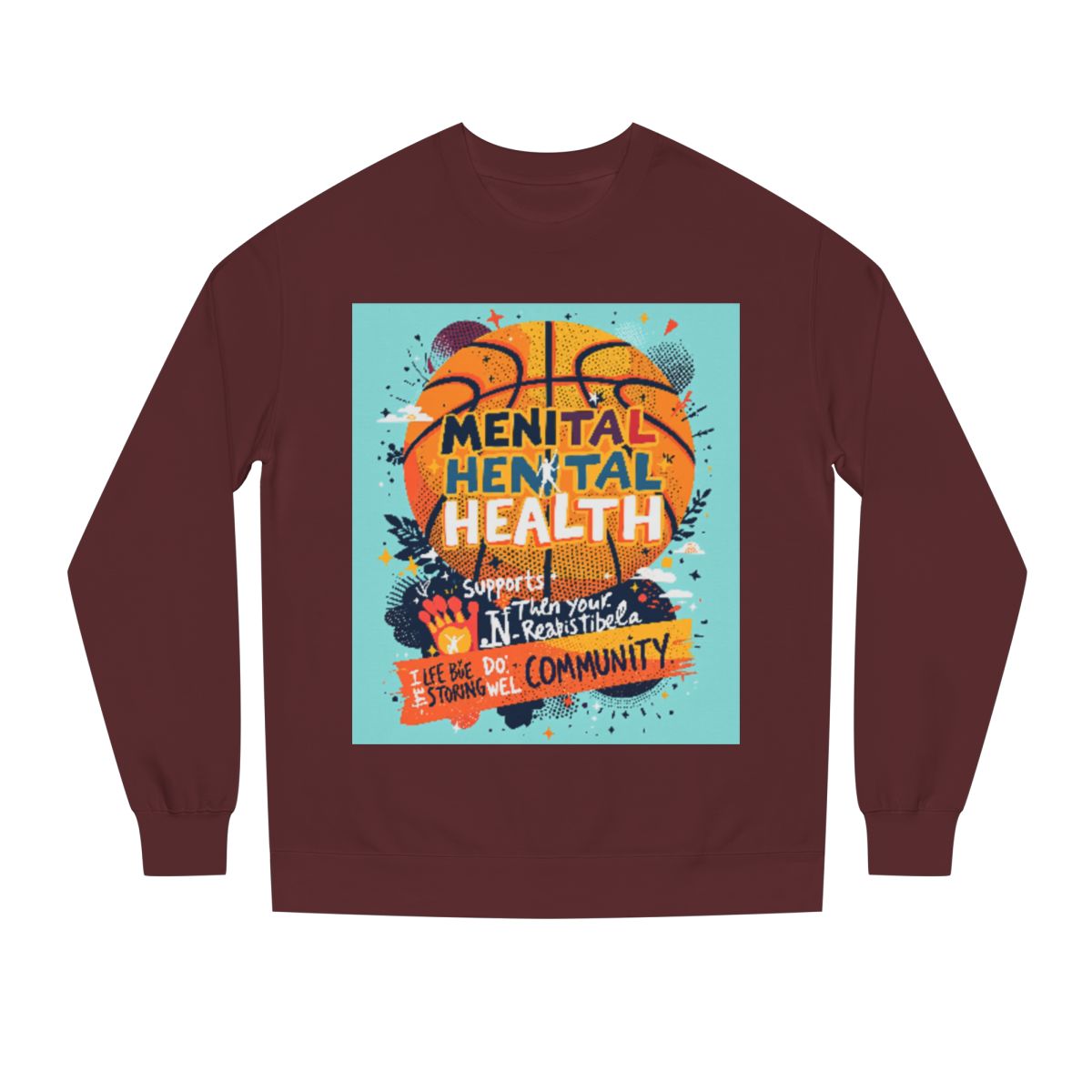 Color: Maroon | Size: XS | Product: Basketball Mental Health Awareness Crewneck | Category: Unisex