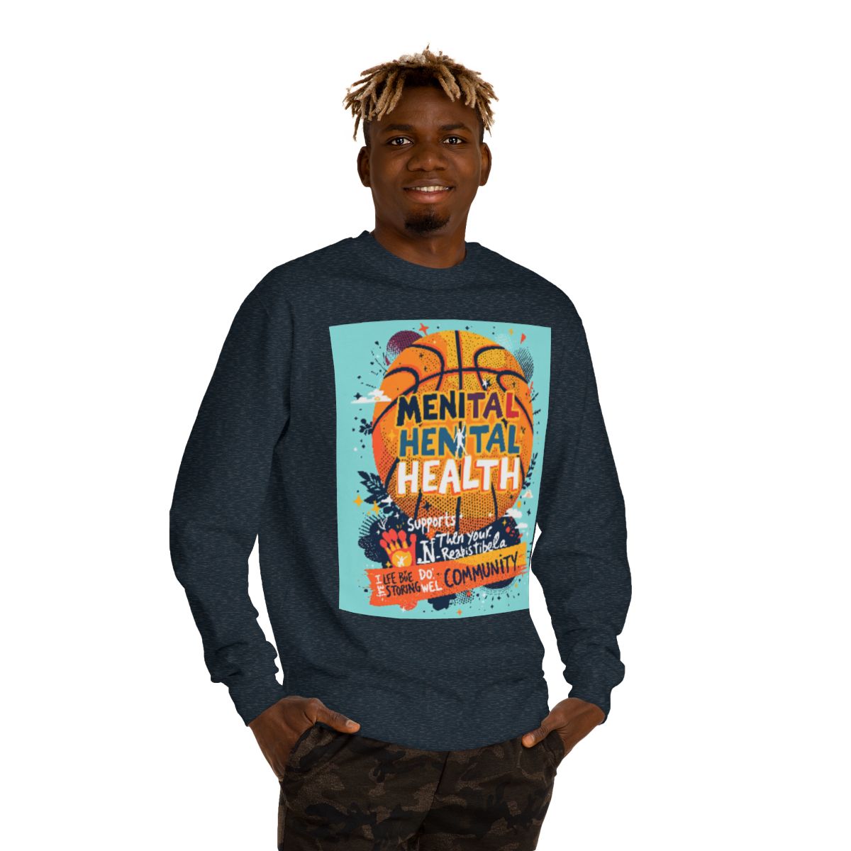 Color: Classic Navy Heather | Size: XS | Product: Basketball Mental Health Awareness Crewneck | Category: Unisex